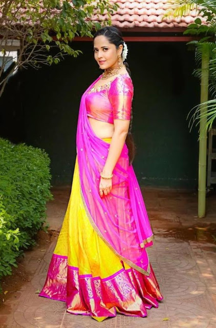 Telugu TV Girl Anasuya Bharadwaj Photos In Traditional Pink Lehenga Choli 4